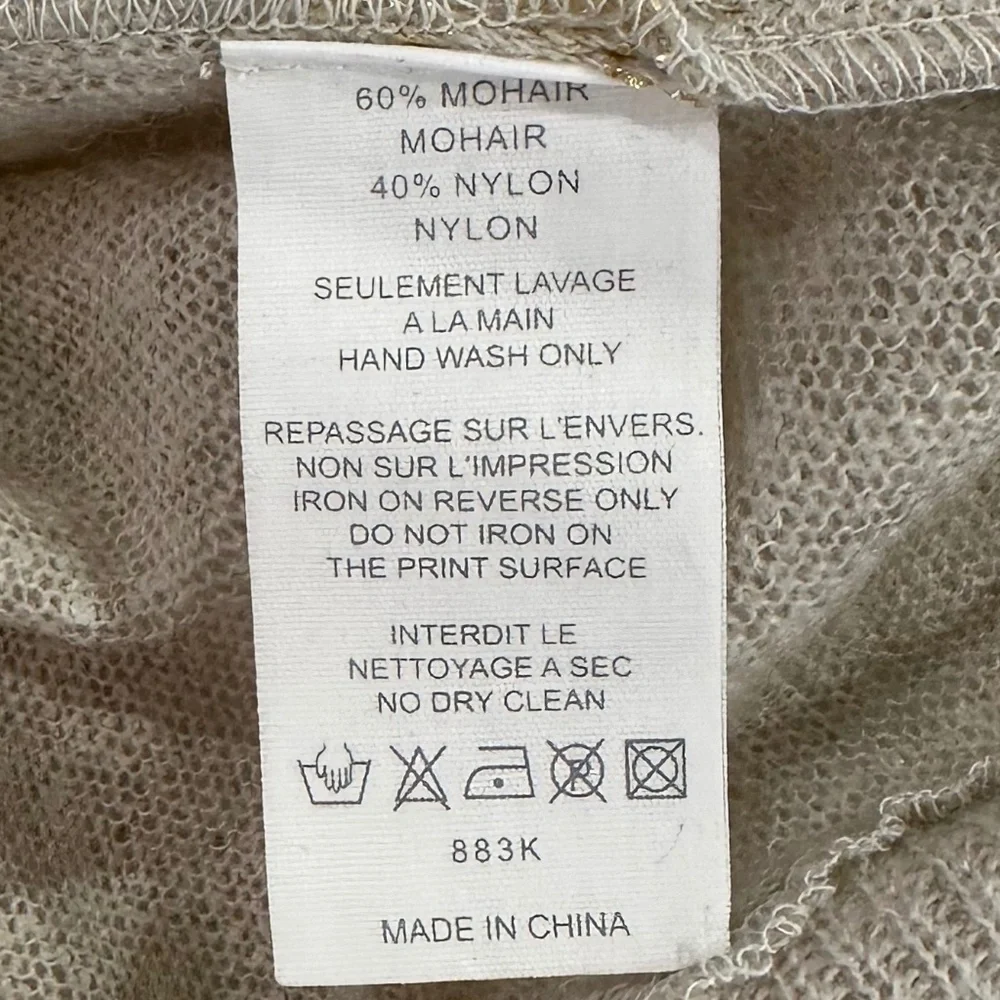 Vanessa Bruno Gold Short-Sleeve Mohair-Blend Sweater, US M/L (VB Sz 2/IT 42) - Picture 13 of 13